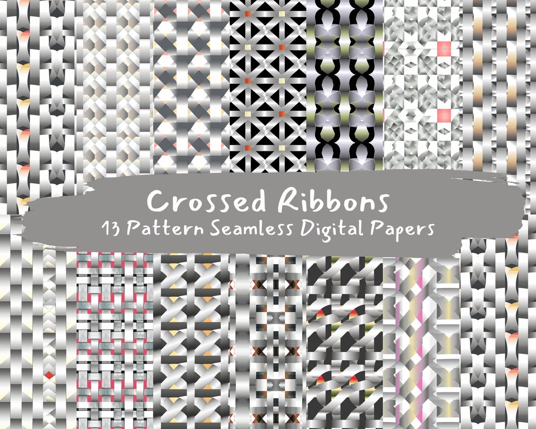 Crossed Ribbons Pattern Seamless Digital Papers - Printable Scrapbook ...