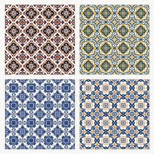 Portuguese Azulejos Pattern Seamless Digital Papers - printable scrapbook paper instant download for commercial use, 300dpi image 2