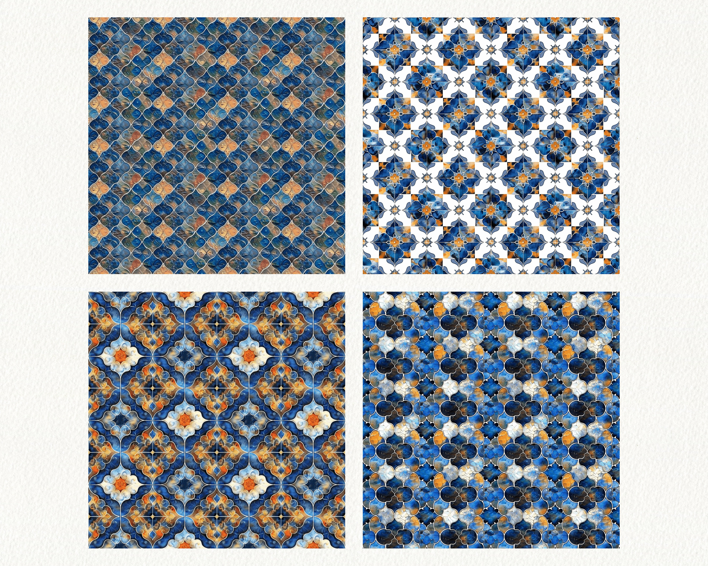 Arabesque Tile Pattern Seamless Digital Papers - Printable Scrapbook ...