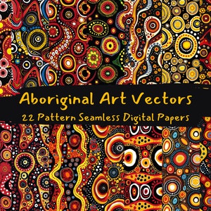 Aboriginal Art vectoren patroon naadloze digitale papieren - afdrukbare scrapbook papier direct downloaden, commercieel gebruik, 300dpi