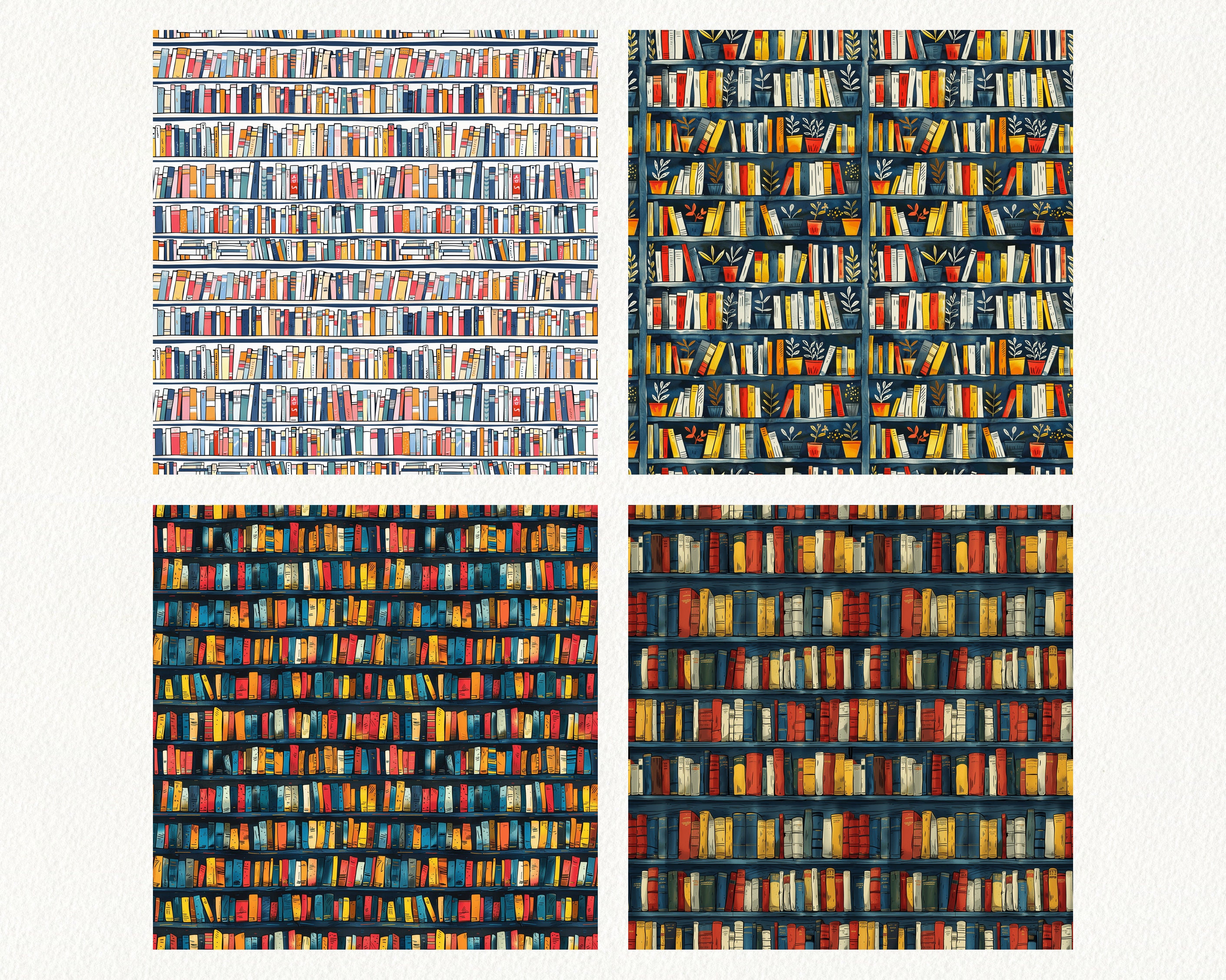 Comic Bookshelf Pattern Seamless Digital Papers - Printable Scrapbook ...