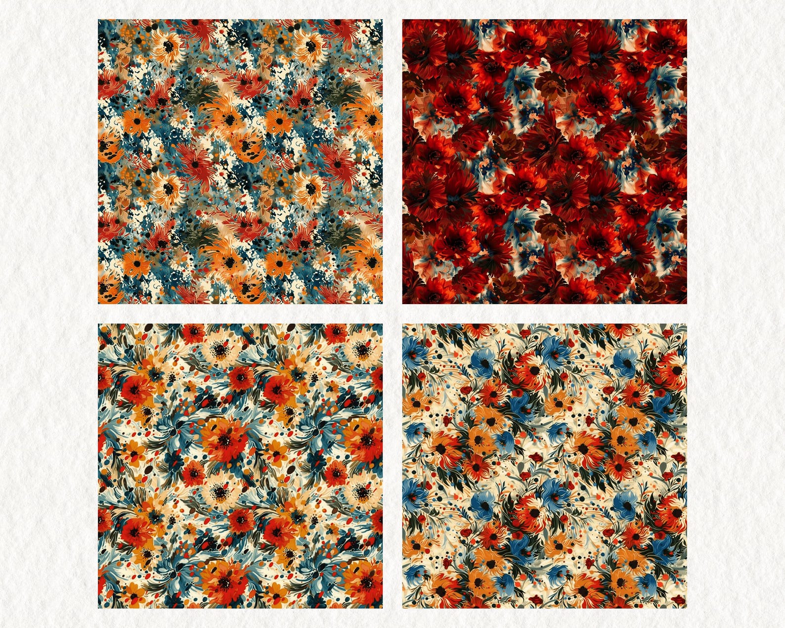 Pollock Pattern Van Eyck Pollock Floral Pattern Seamless Digital Papers - Printable ...