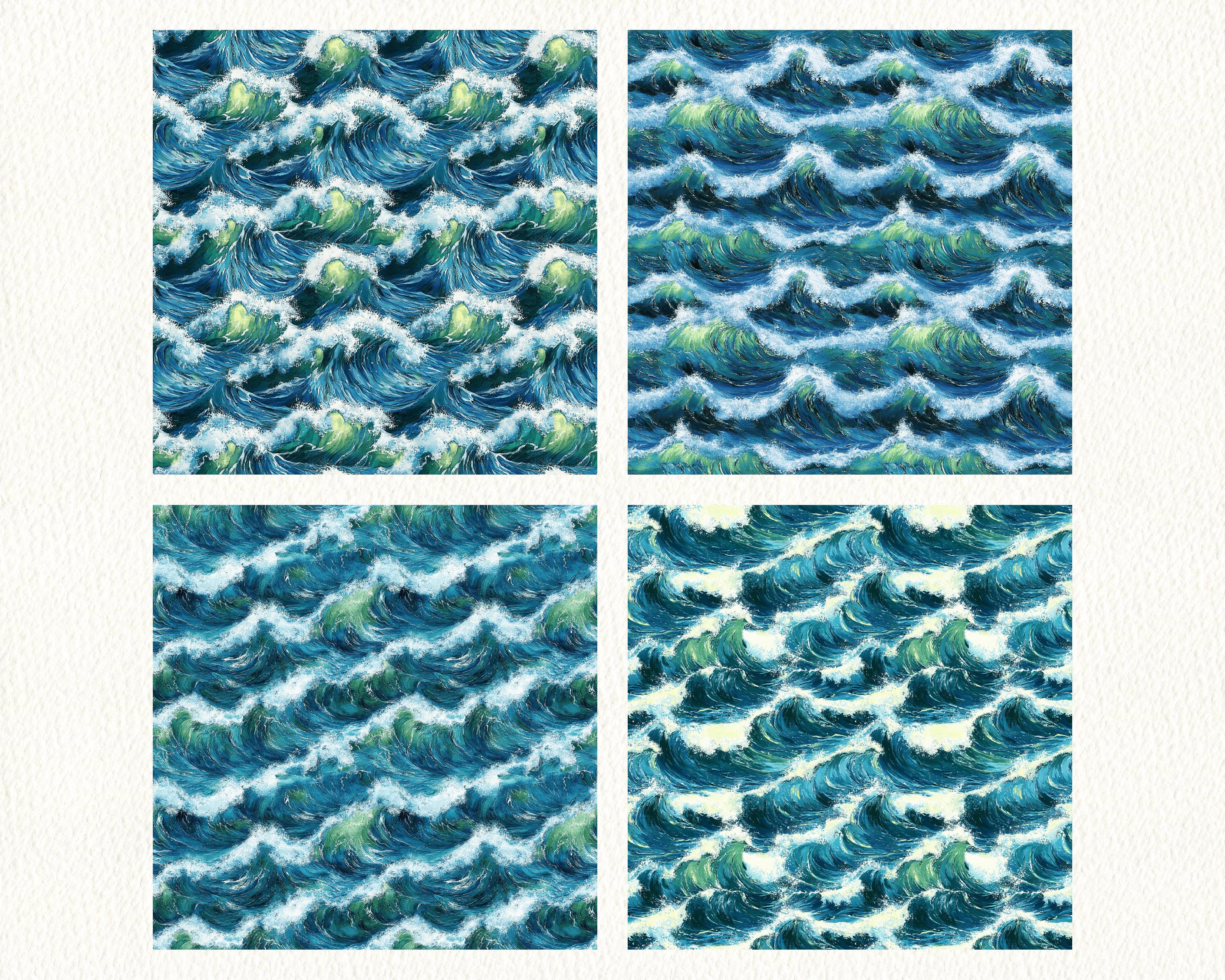 Ocean Water Waves Pattern Seamless Digital Papers - Printable Scrapbook ...