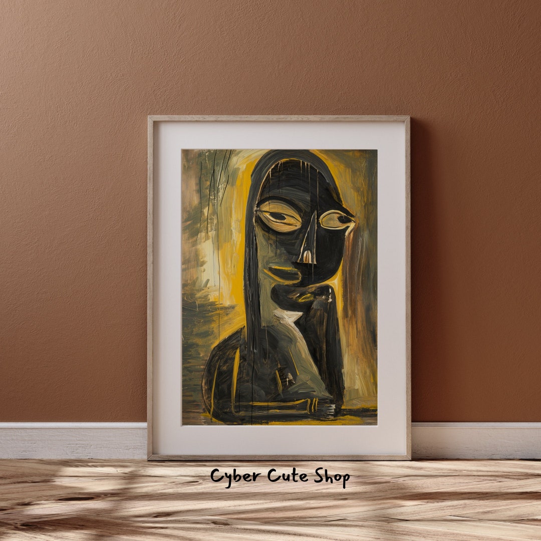 Picasso's Abstract Expressionism: Surreal African Mask in Yellow and ...