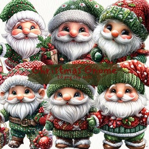 Christmas Gnome printable clipart, png format, transparent background, instant download, commercial use, 300dpi