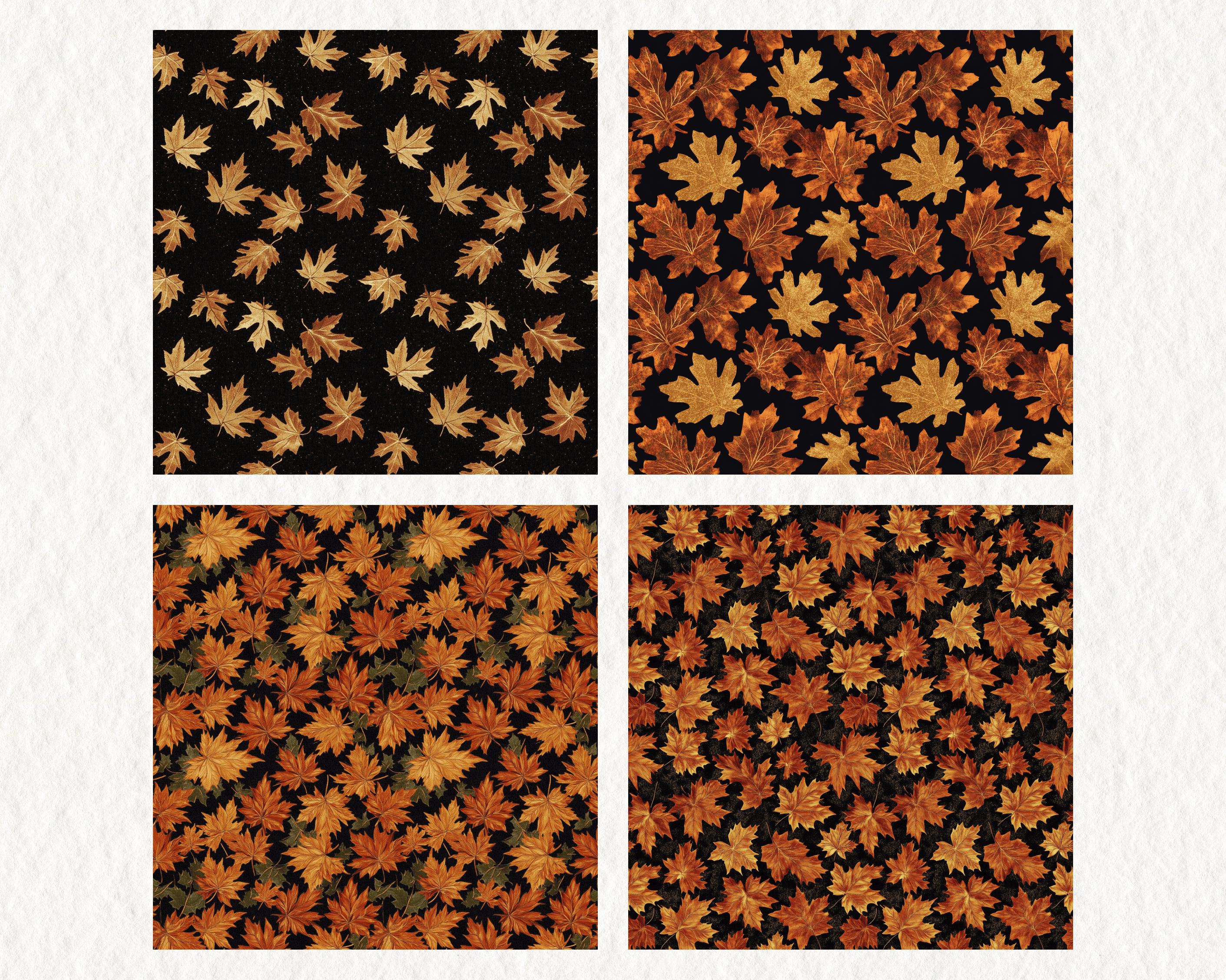 Fall Leaves Maple Pattern Seamless Digital Papers - Printable Scrapbook ...