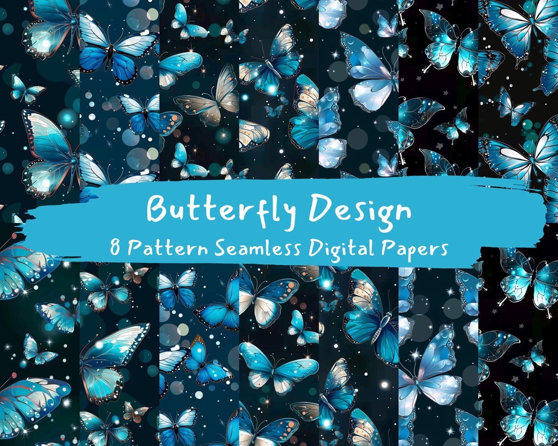 Butterfly Design Pattern Seamless Digital Papers Printable Scrapbook