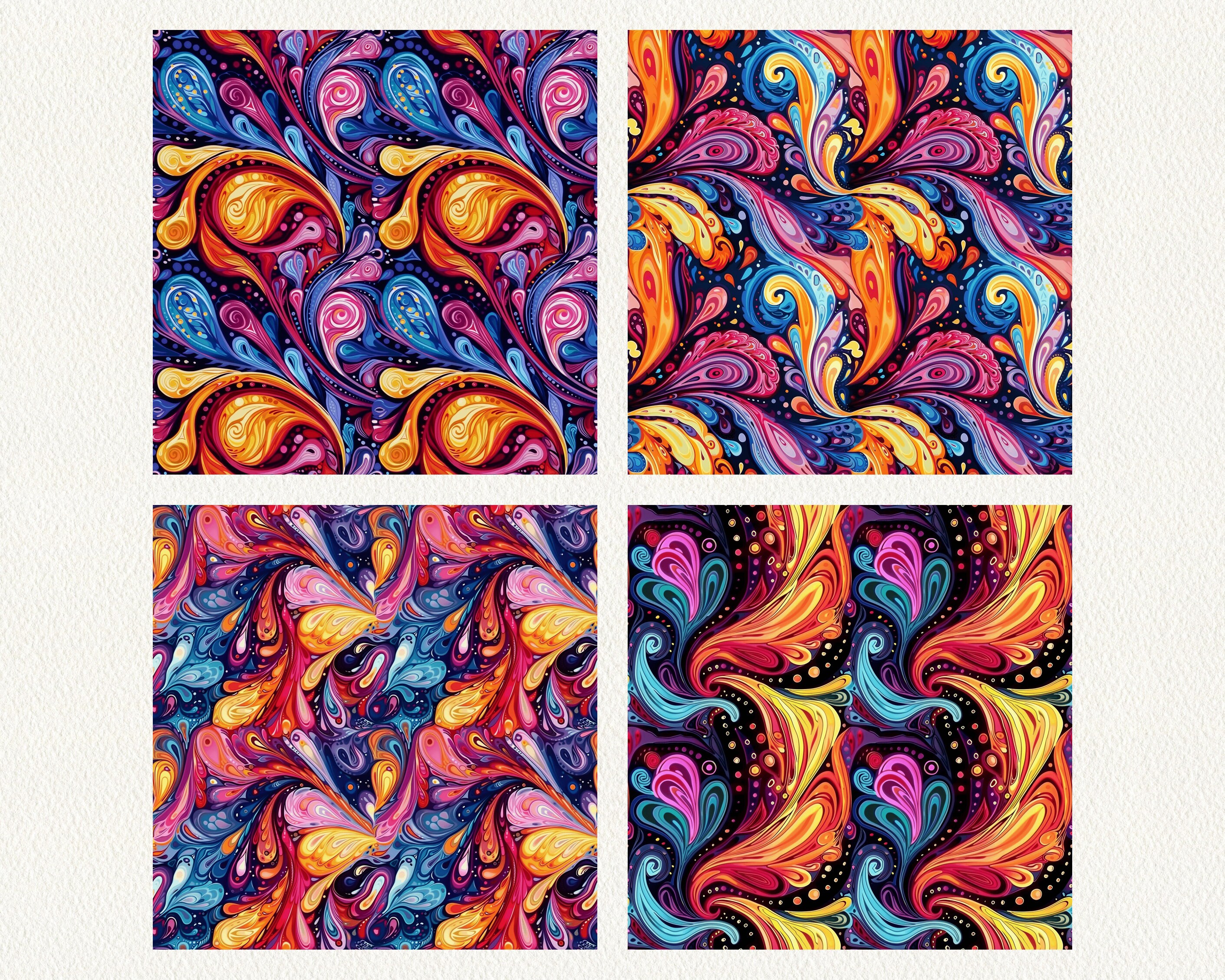 Colorful Paisley Pattern Seamless Digital Papers - Printable Scrapbook ...