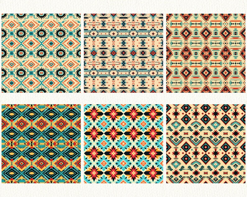 Southwest Ethnic Pattern Seamless Digital Papers Tile Patterns ...