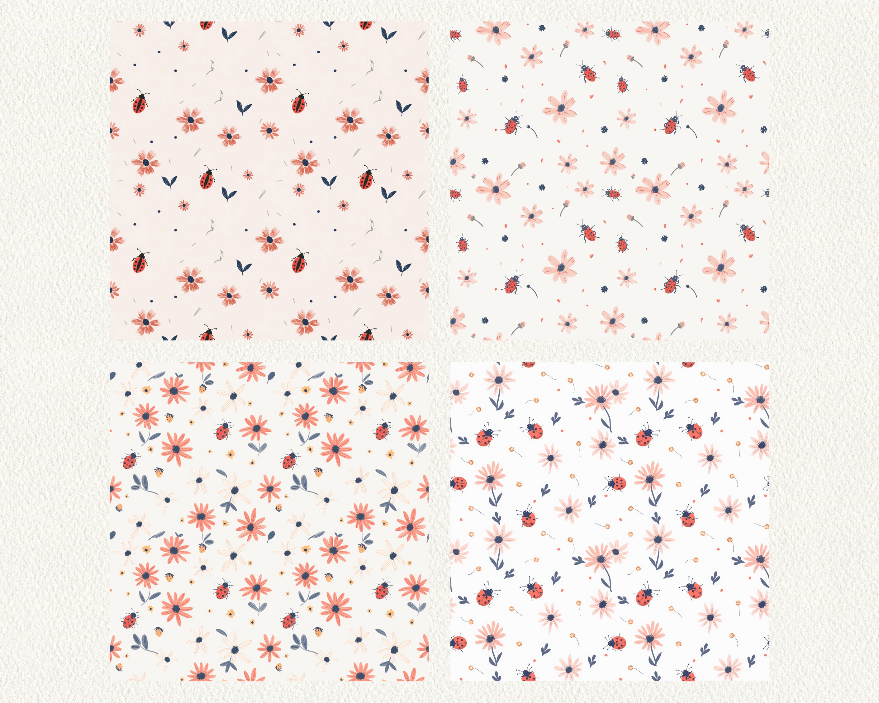 Pollen Pattern Design Ladybug and Pollen Pattern Seamless Digital Papers - Printable ...