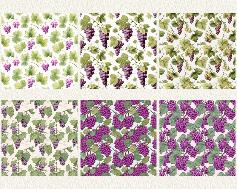 Grape Pattern Seamless Digital Papers - Tile Patterns Printable ...