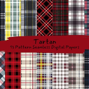 Tartan Pattern Seamless Digital Papers - printable scrapbook paper instant download, commercial use, 300dpi