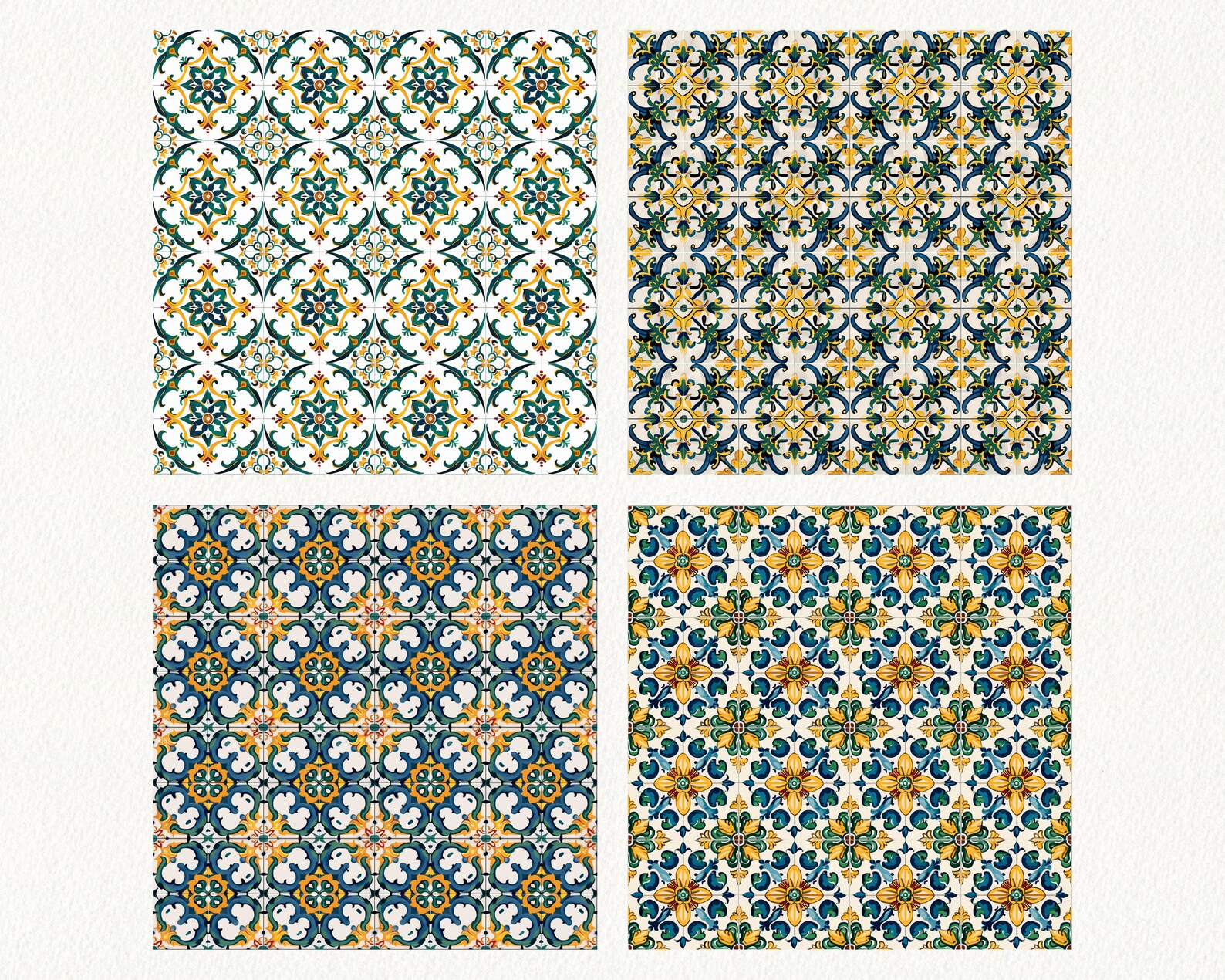 Sicilian Floral Tile Pattern Seamless Digital Papers - Printable ...