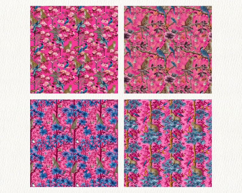 Pink Jungle Pattern Seamless Digital Papers - Printable Scrapbook Paper ...