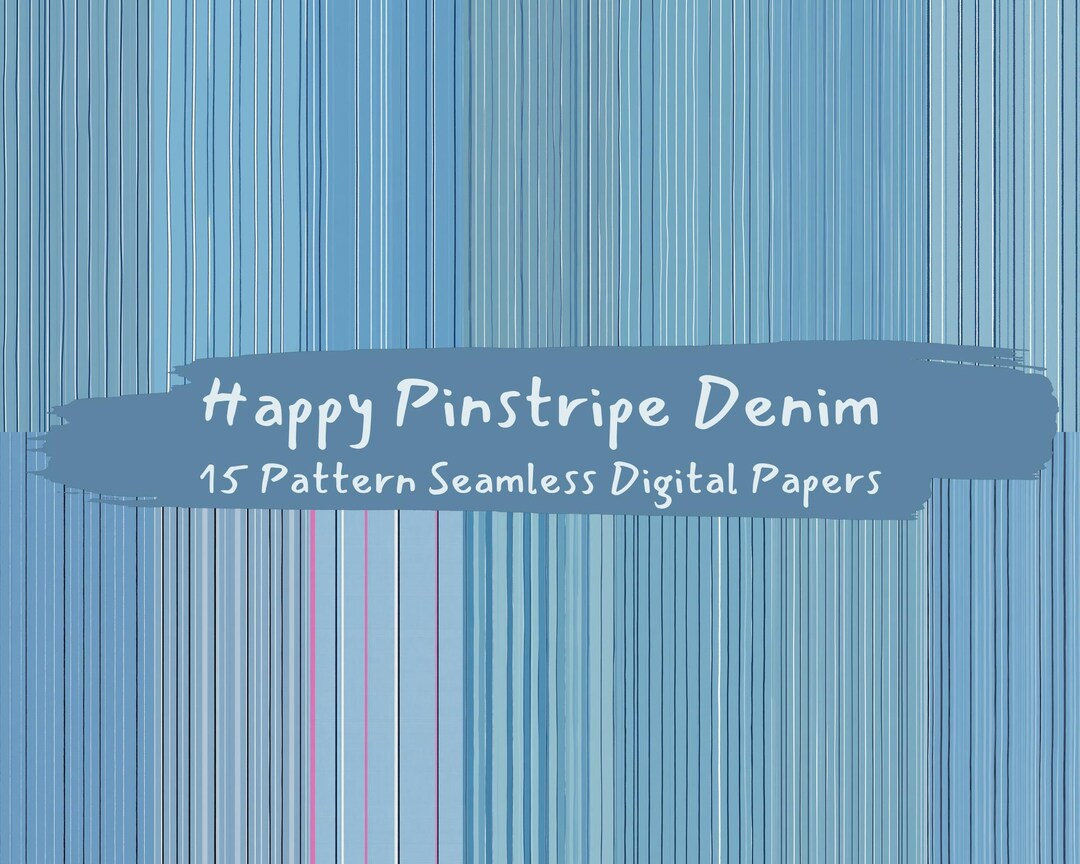 Happy Pinstripe Denim Pattern Seamless Digital Papers - Printable ...