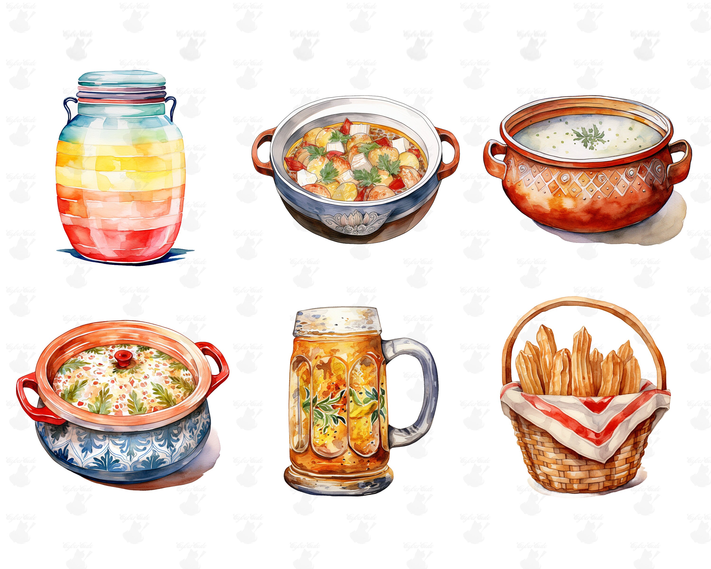 Mexican Cookware, Digital Printable Clip Art Graphics in PNG Format ...