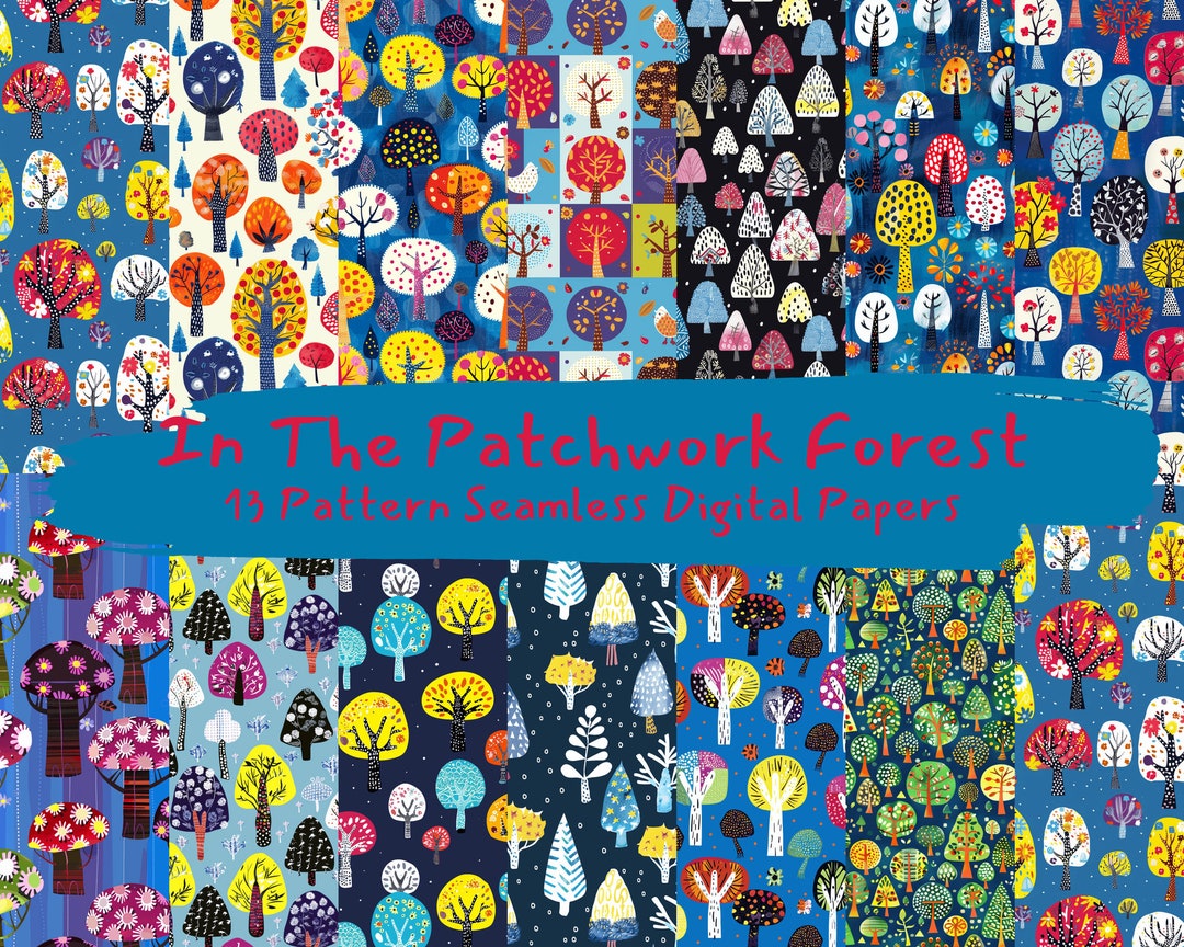 In the Patchwork Forest Pattern Seamless Digital Papers - Printable ...