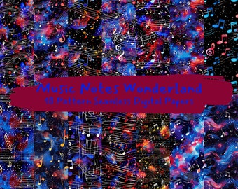 Musik Noten Wunderland Muster nahtlose digitale Papiere - printable Scrapbook Papier Sofort-Download, kommerzielle Nutzung, 300dpi