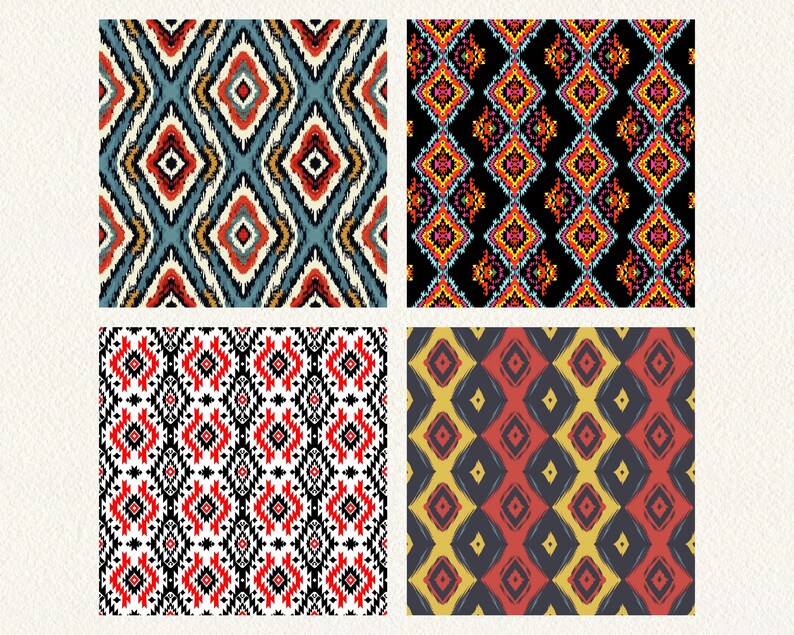 Ikat Diamond Texture Pattern Seamless Digital Papers - Printable ...