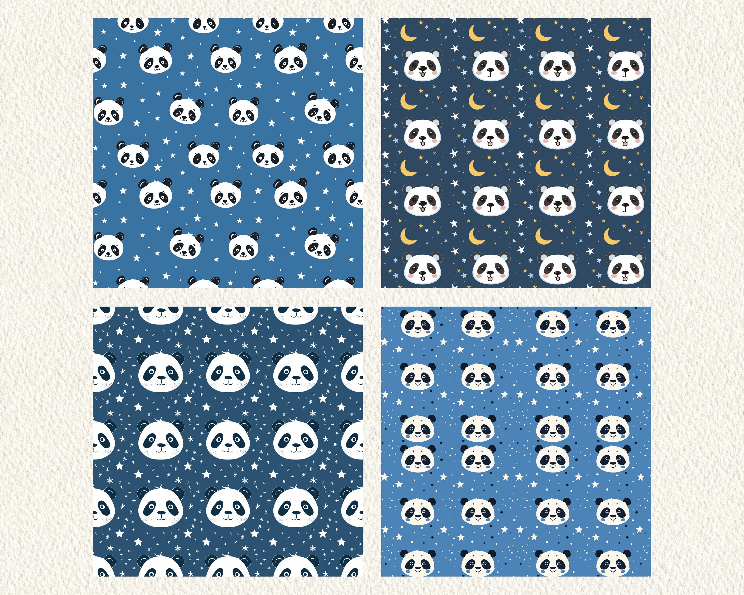 Happy Panda Pattern Seamless Digital Papers - Printable Scrapbook Paper ...