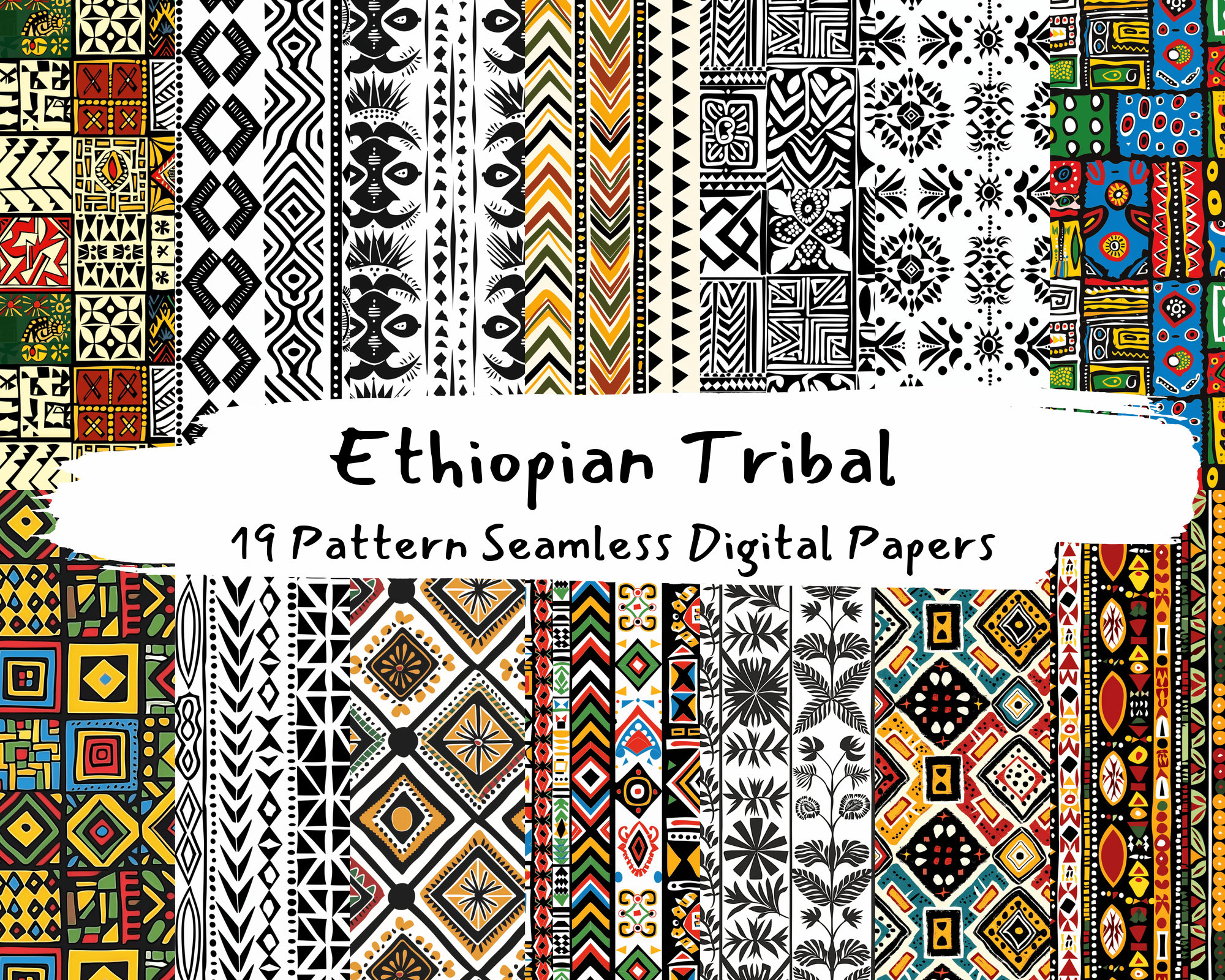 特別セーフ Seamless Pattern Tribal Ethiopian Digital Printable - Papers ラッピング・包装