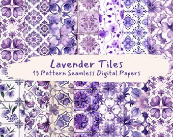 Lavender Tiles Pattern Seamless Digital Papers - printable scrapbook paper png instant download commercial use 300dpi
