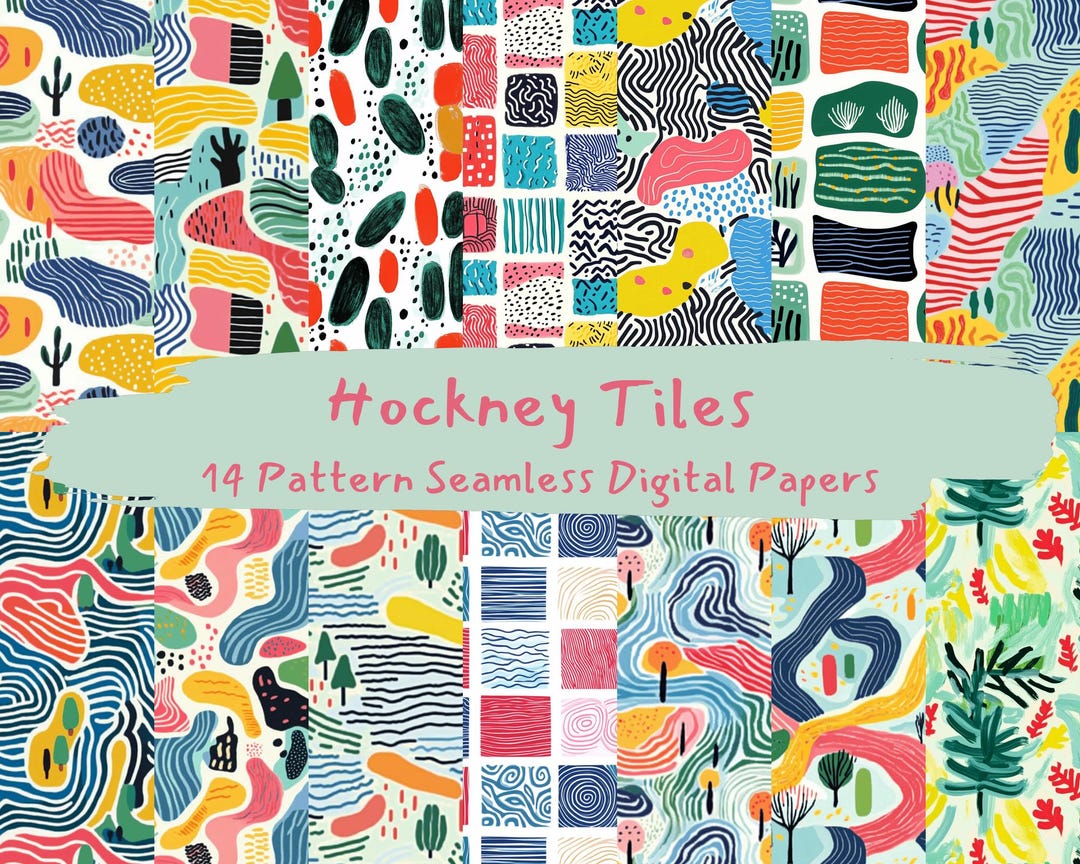 Hockney Tiles Pattern Seamless Digital Papers - Printable Scrapbook ...
