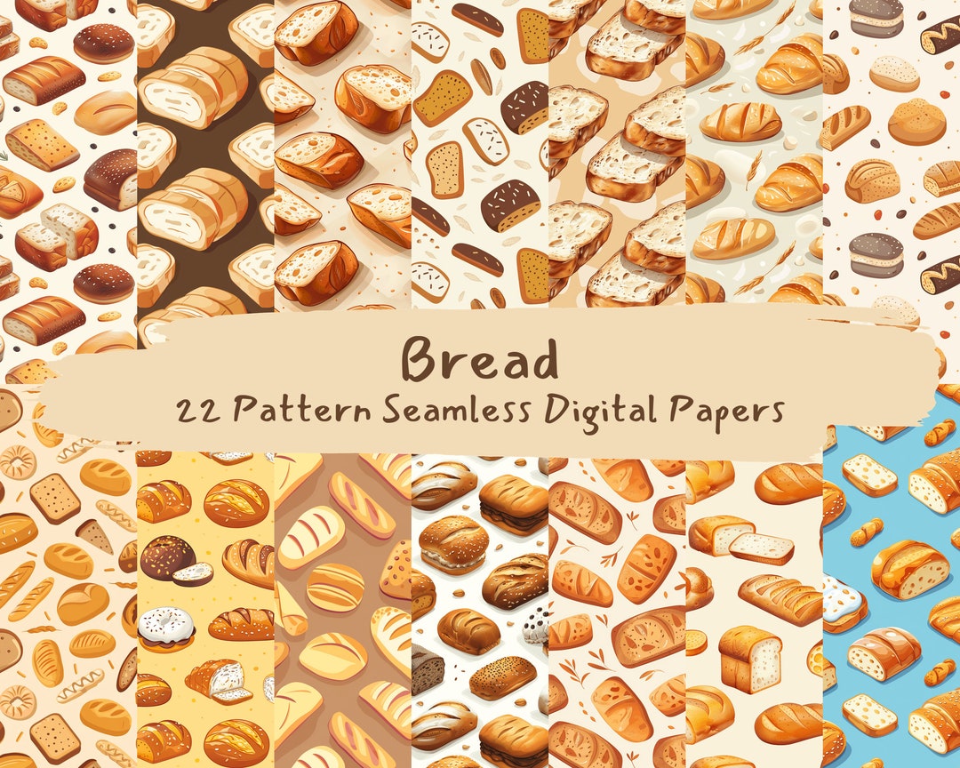 Paperized Bread Bread Pattern Seamless Digital Papers - Printable Scrapbook Paper ...