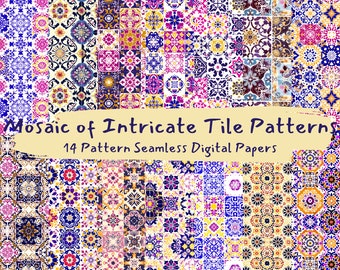 Mosaic Digital Paper Mosaic Wallpaper Mosaic Tiles Scrapbook ...