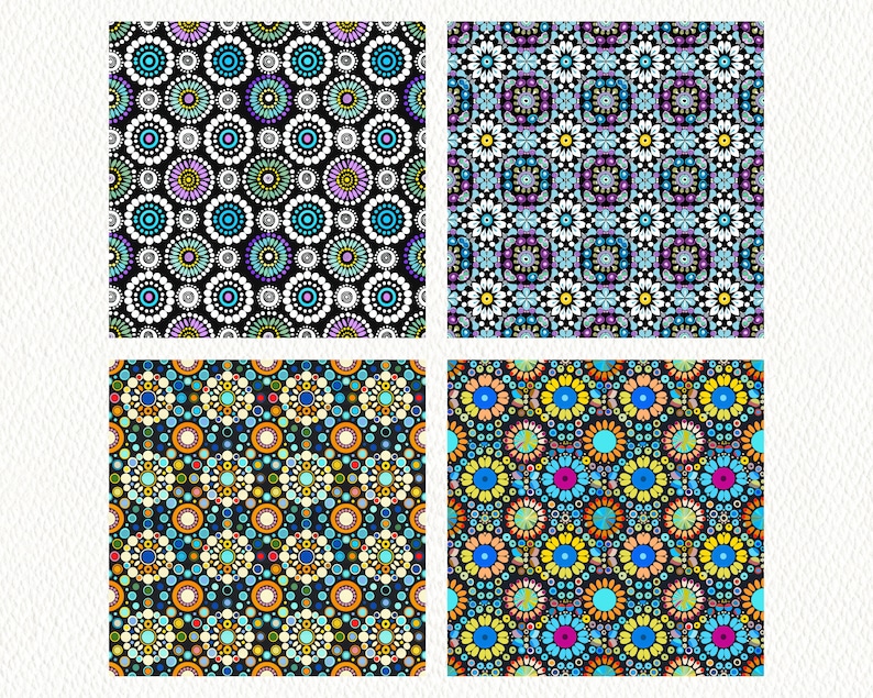 Circle Mandala Pattern Seamless Digital Papers - Printable Scrapbook ...