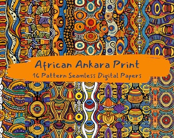 African Ankara Print Pattern Seamless Digital Papers - printable scrapbook paper instant download, commercial use, 300dpi
