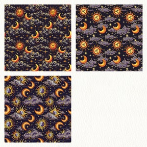 celestial eclipse Pattern Seamless Digital Papers - printable scrapbook paper instant download, commercial use, 300dpi image 5