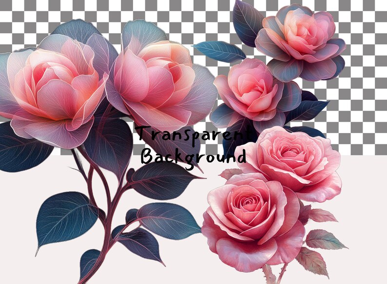 Pink Roses Prinatable Abstract Pink Roses Printable Clipart, Png Format, Transparent ...