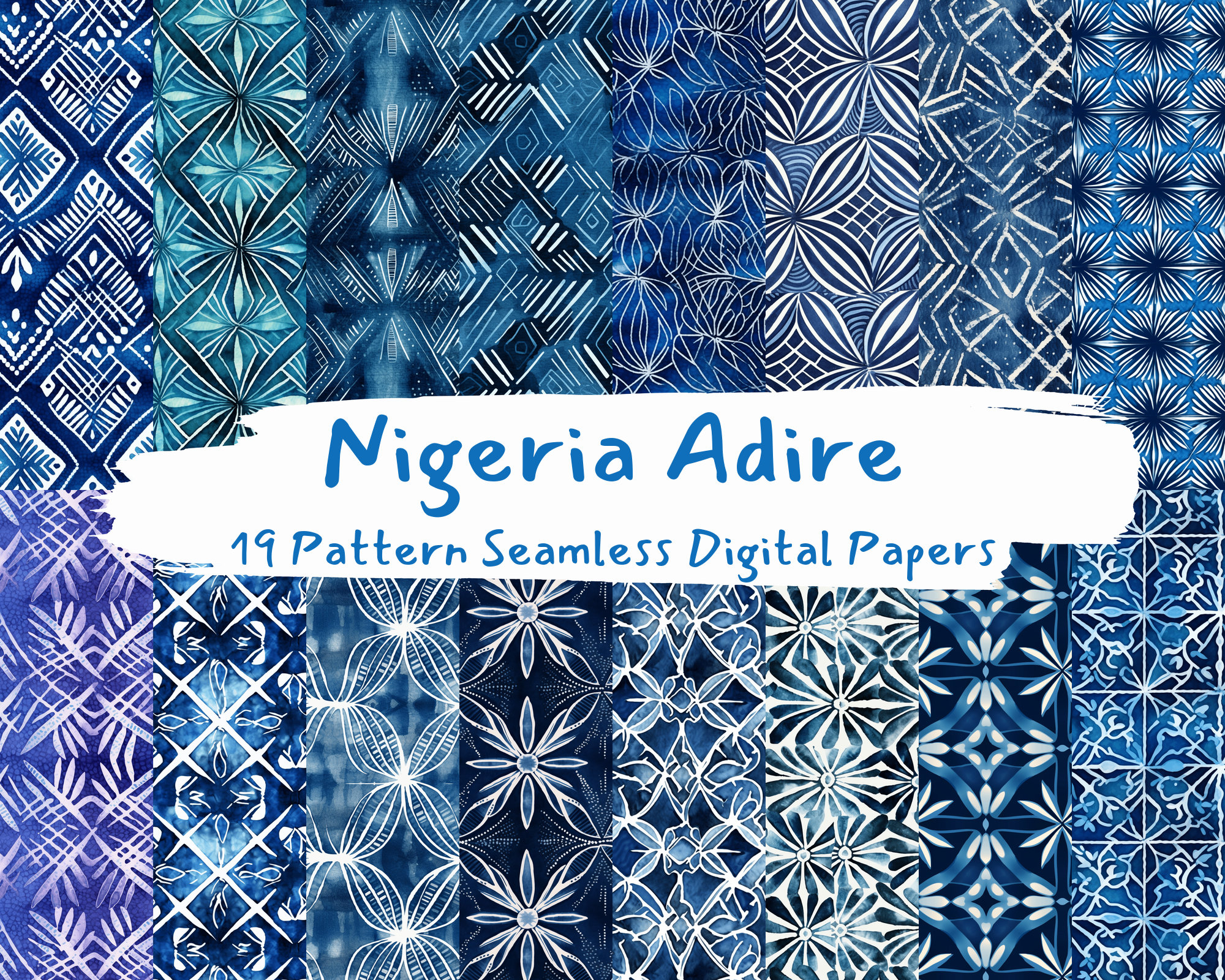 Nigeria Adire Pattern Seamless Digital Papers - Tile Patterns Printable ...
