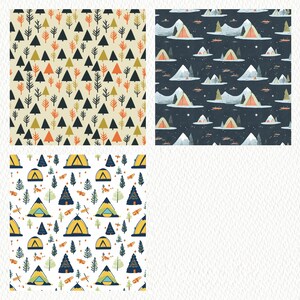 Camping Pattern Seamless Digital Papers - Printable Scrapbook Paper Png ...