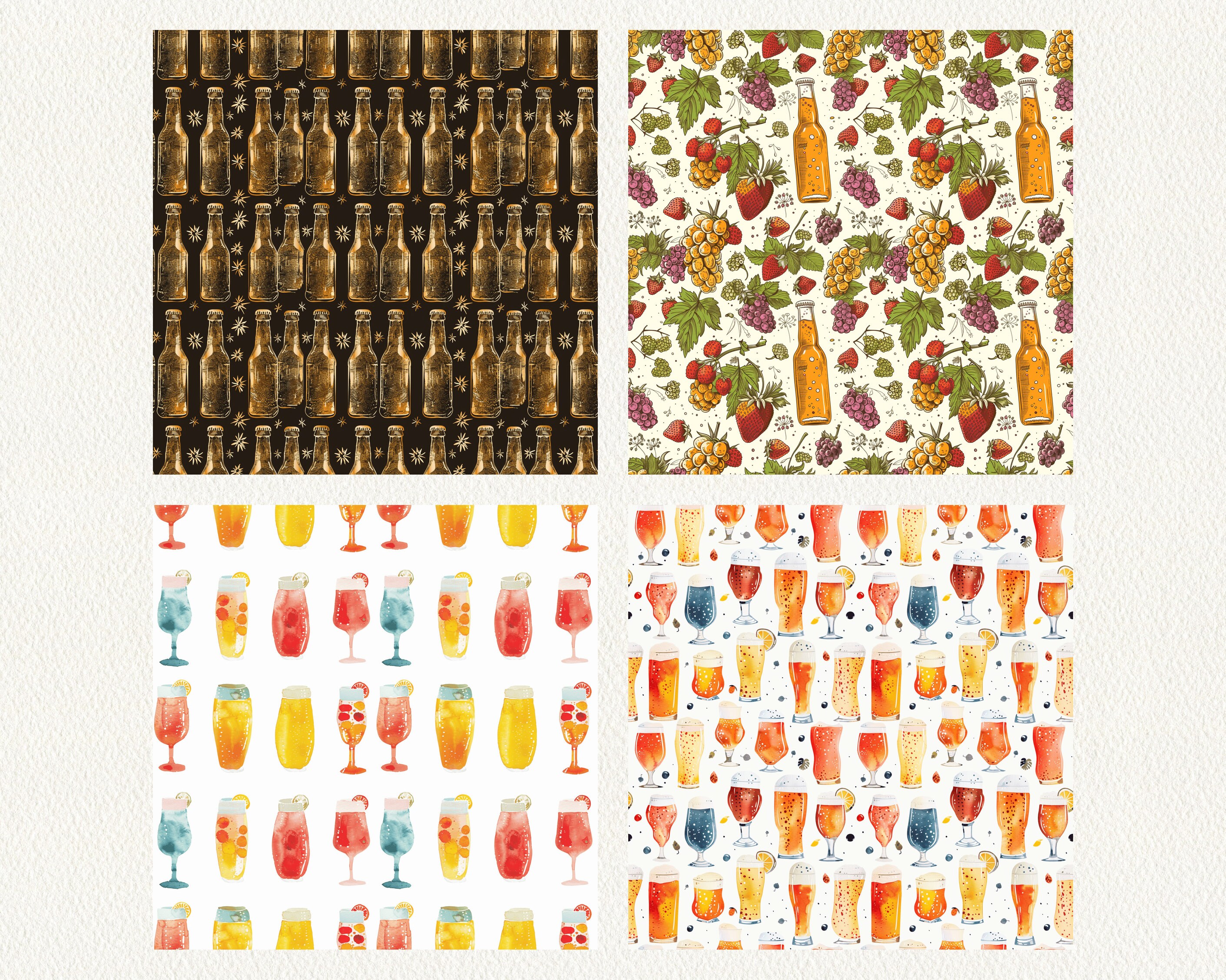 Summer Beer Pattern Seamless Digital Papers - Printable Scrapbook Paper ...