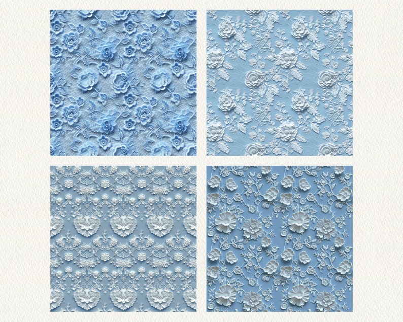 Light Blue Lace Pattern Computer Baby Blue Lace Pattern Seamless Digital Papers - Printable Scrapbook ...