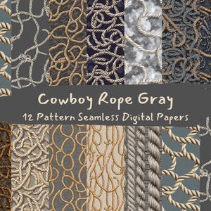 Cowboy Rope Gray Pattern Seamless Digital Papers - printable scrapbook paper png instant download commercial use 300dpi