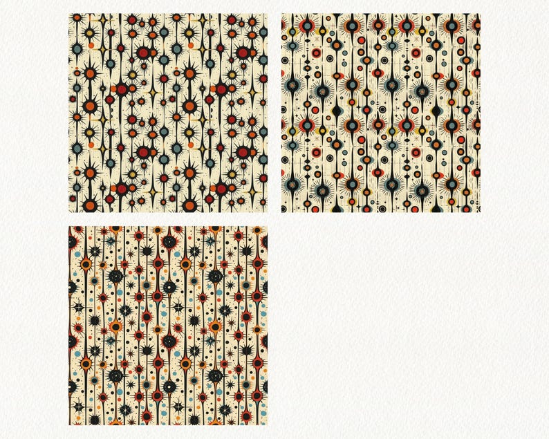 Pop Art Googie Pattern Seamless Digital Papers - Printable Scrapbook ...