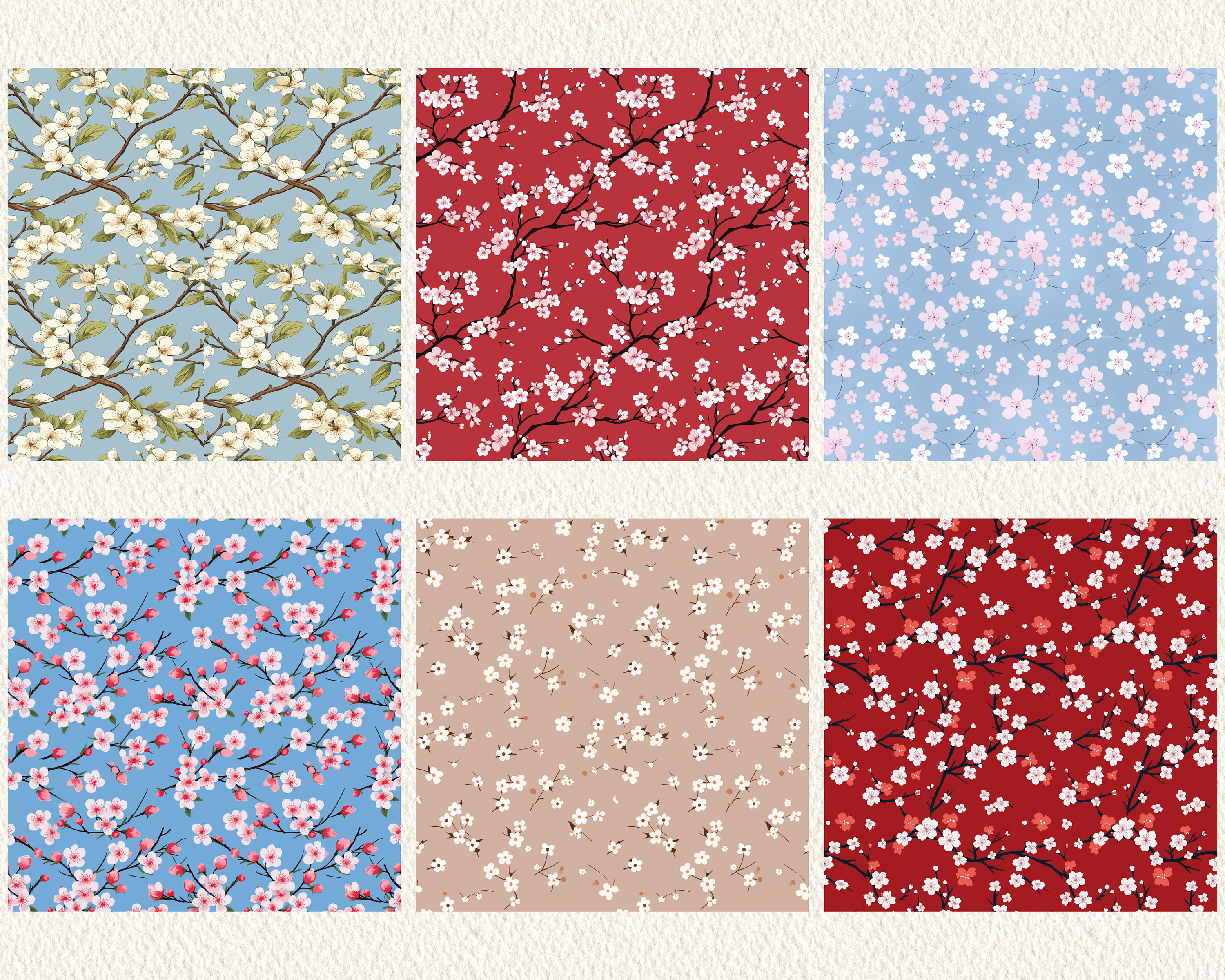 Cherry Blossom Pattern Seamless Digital Papers - Tile Patterns ...