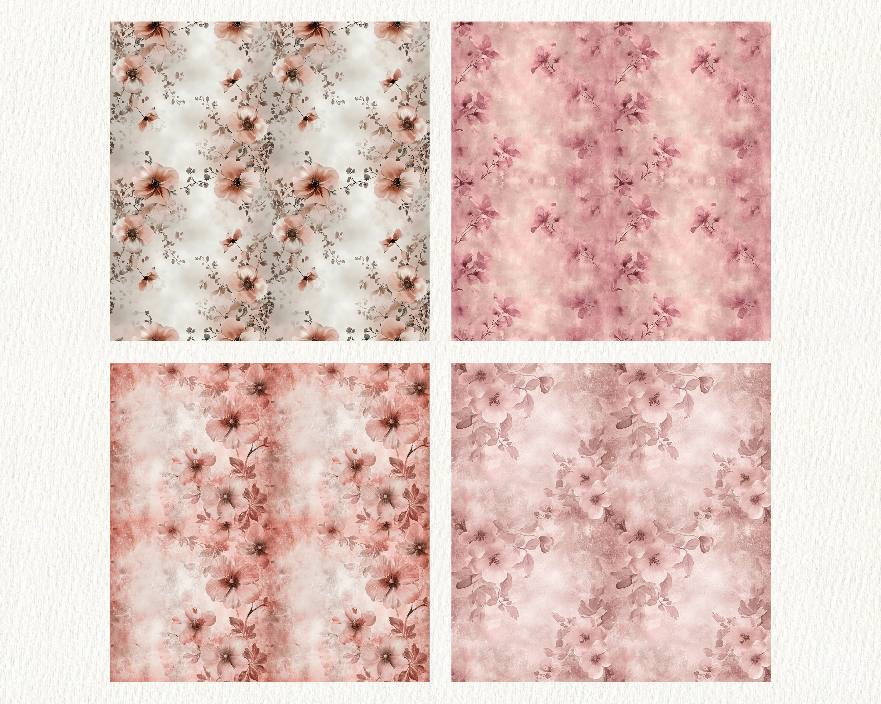 Pink Floral Texture Pattern Seamless Digital Papers - Tile Patterns ...