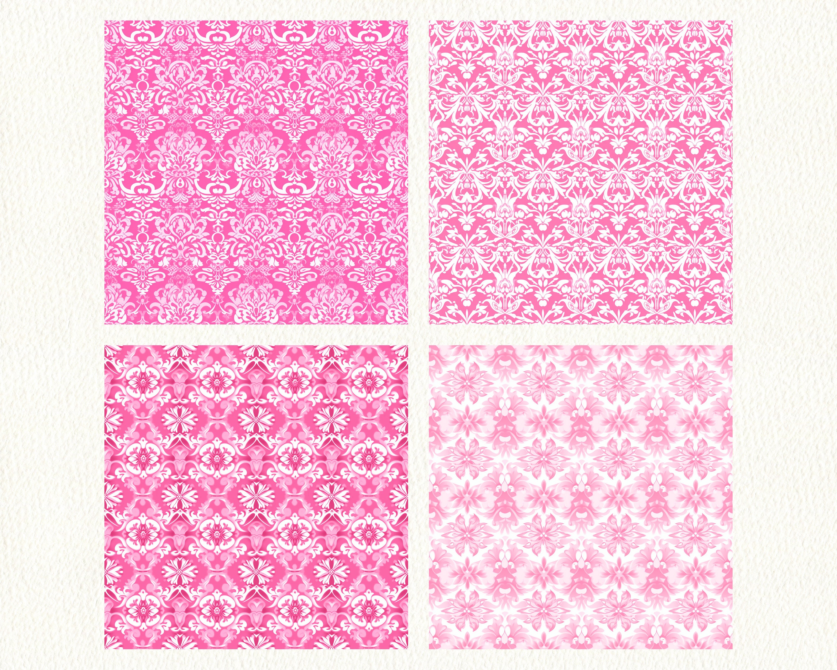 Pink Damask Pattern Seamless Digital Papers - Tile Patterns Printable ...
