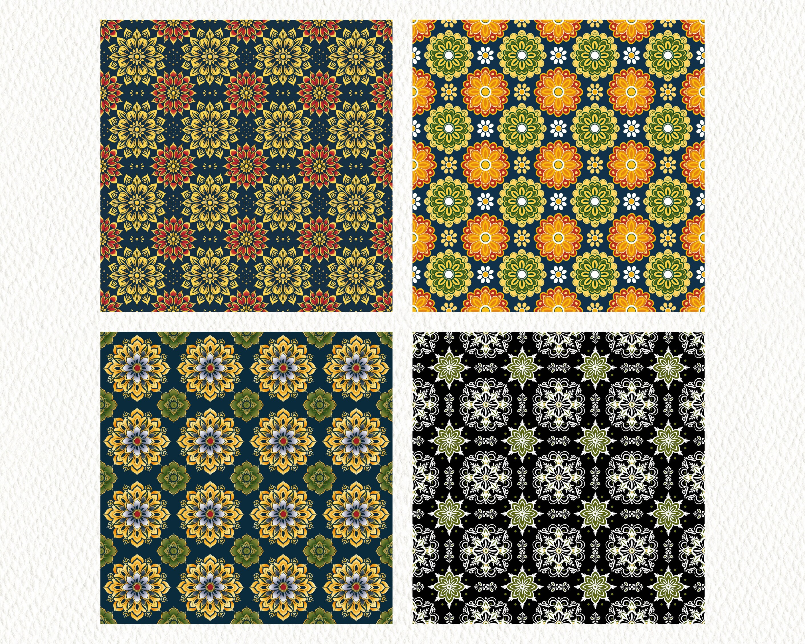 Fantasy Mandala Pattern Seamless Digital Papers - Printable Scrapbook ...
