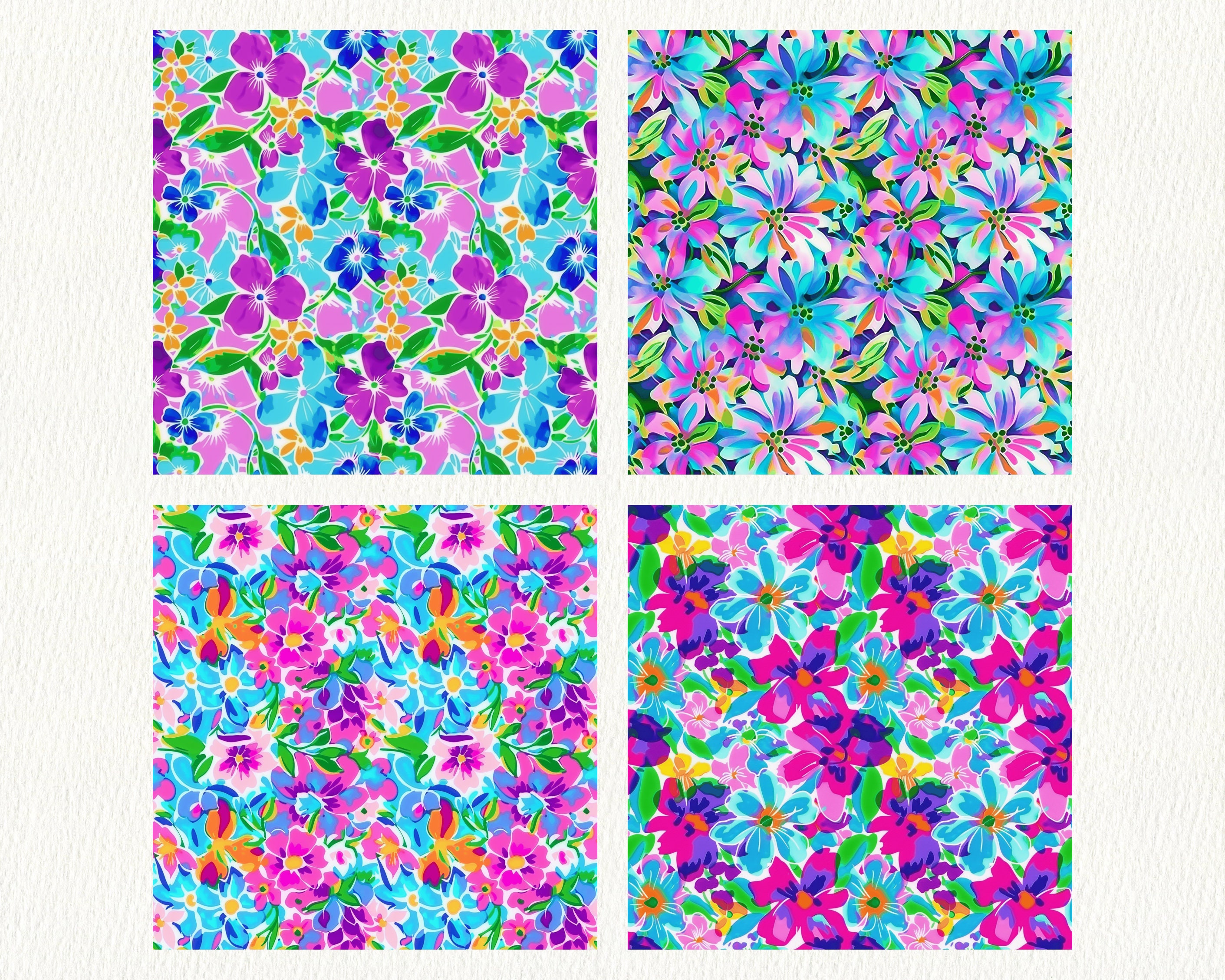 Neon Floral Pattern Seamless Digital Papers - Printable Scrapbook Paper ...