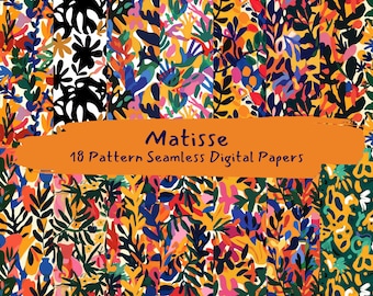 Matisse Pattern Seamless Digital Papers - printable scrapbook paper png instant download commercial use 300dpi
