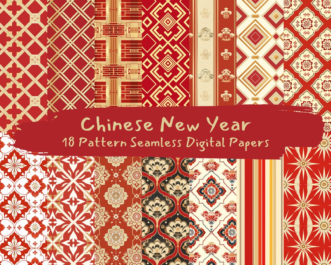 Chinese New Year Pattern Seamless Digital Papers - Printable Scrapbook ...