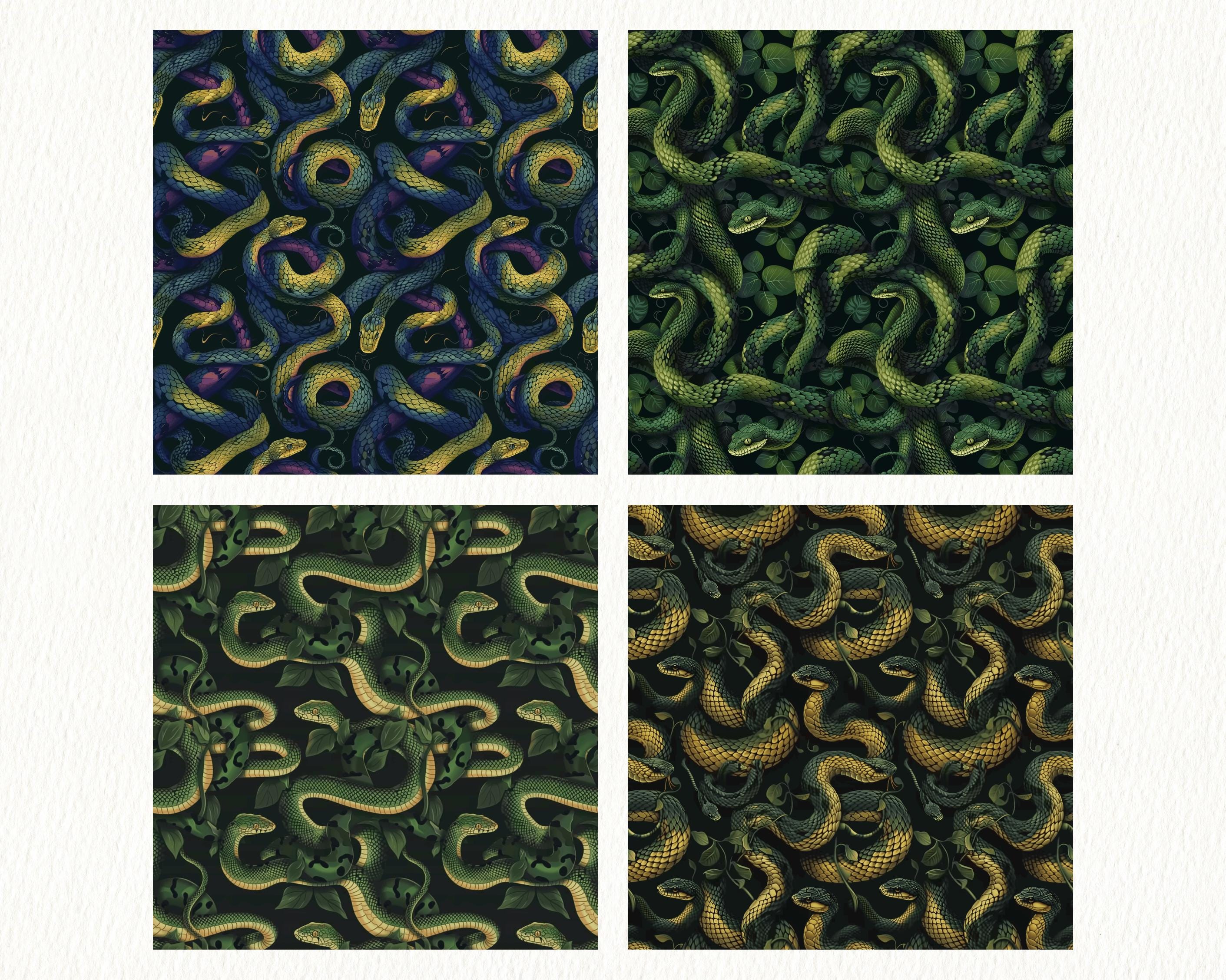 Exotic Snakes Pattern Seamless Digital Papers - Printable Scrapbook ...