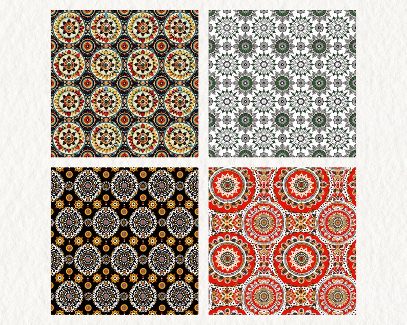 Endless Mandal Pattern Seamless Digital Papers - Printable Scrapbook ...