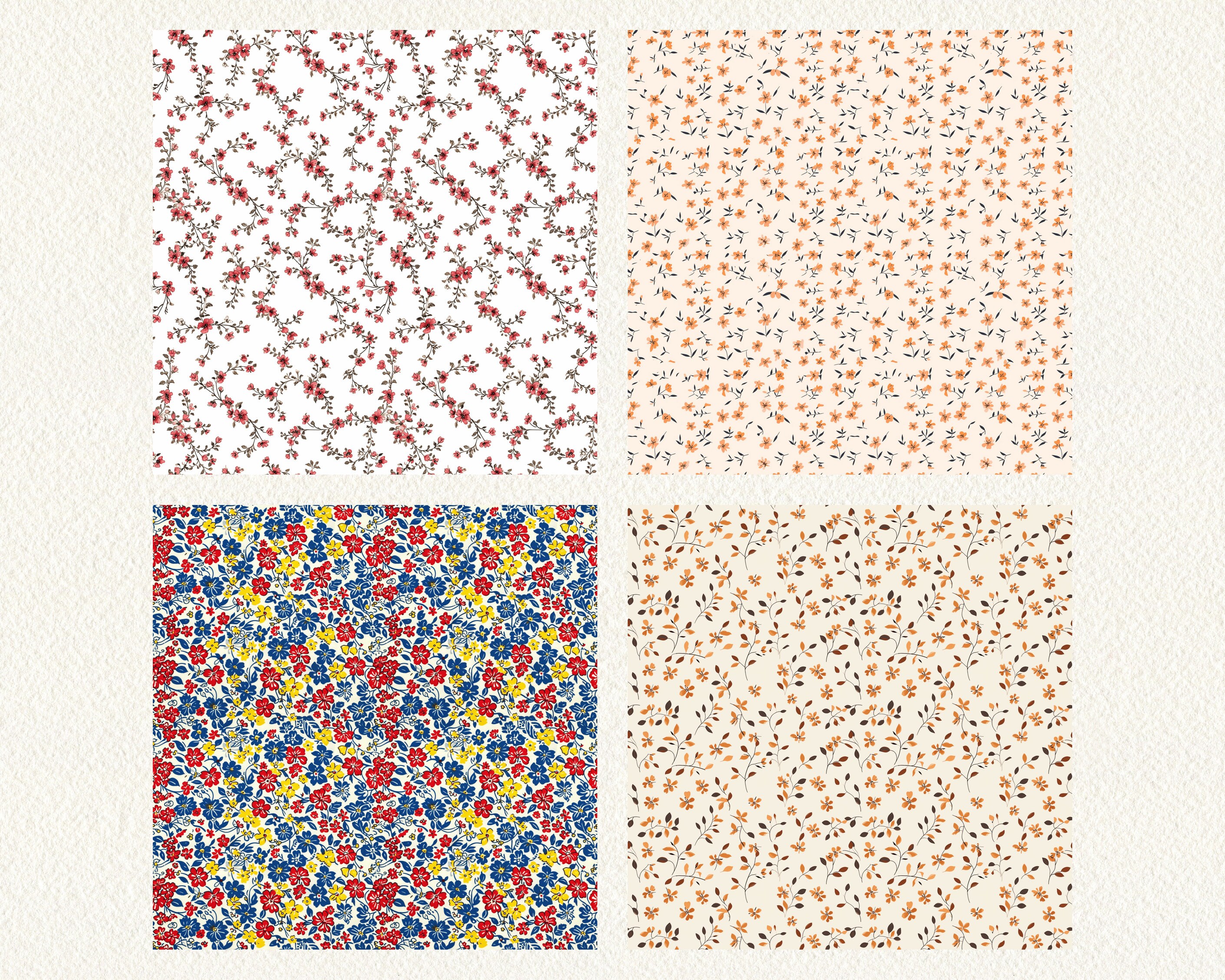 Ditsy Vintage Floral Pattern Seamless Digital Papers Printable ...