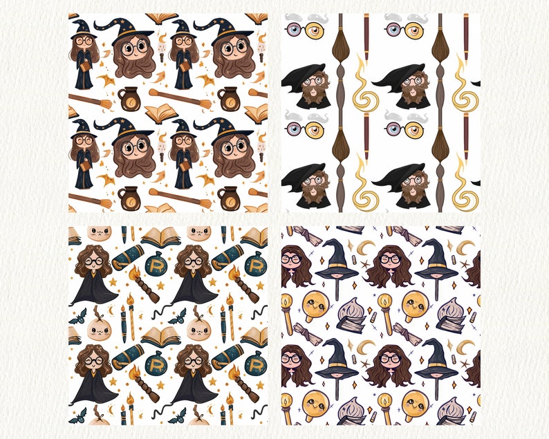 Wizarding School Pattern Seamless Digital Papers - Printable Scrapbook ...